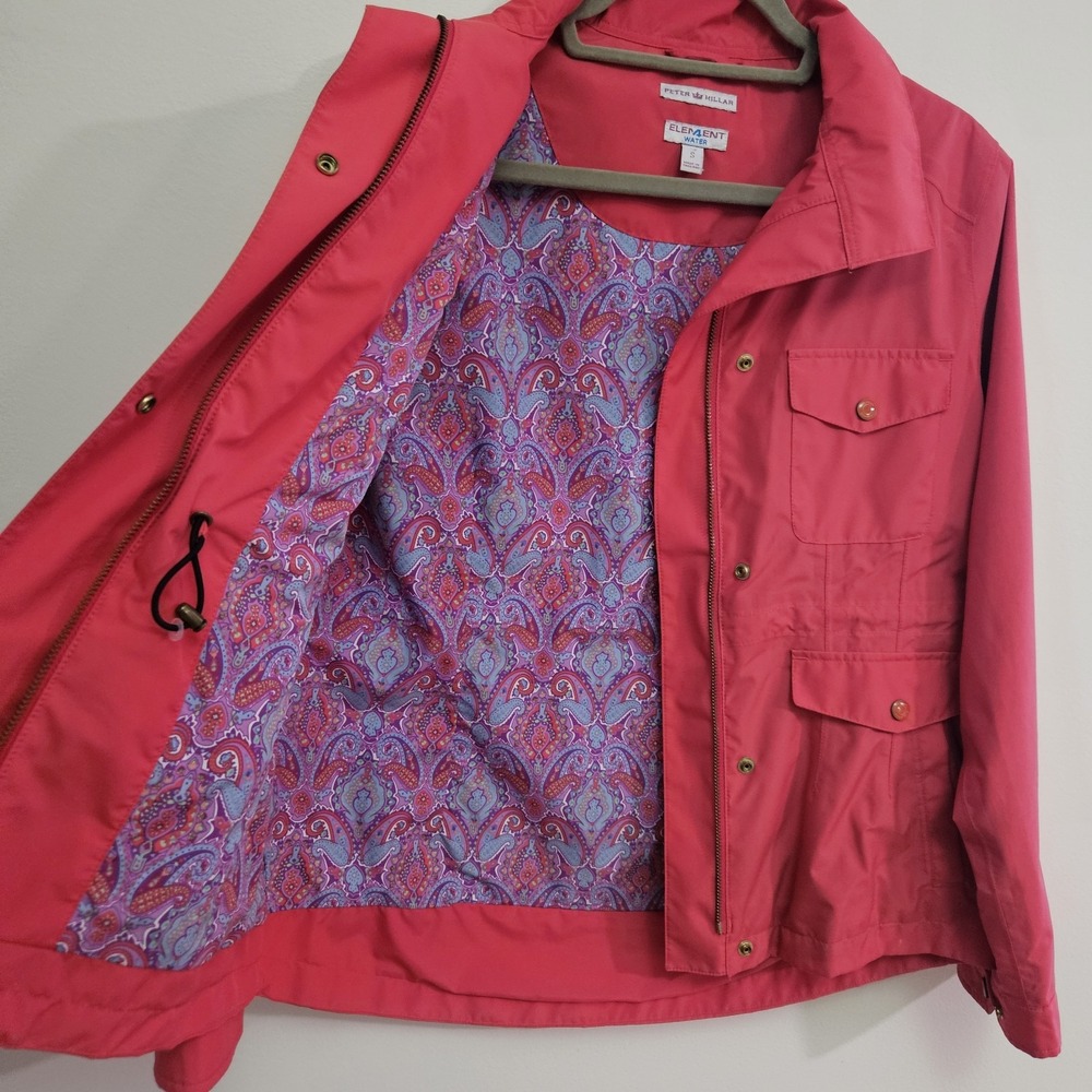 Peter Millar Women's Pink Element Water Golf Jacket Small Floral Paisley Lined